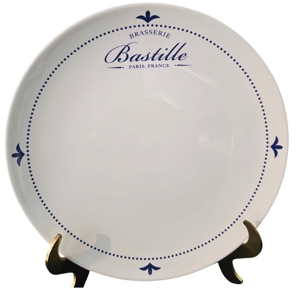 Sur La Table Brasserie Bastille Dinner Plate Paris France Blue White Stoneware